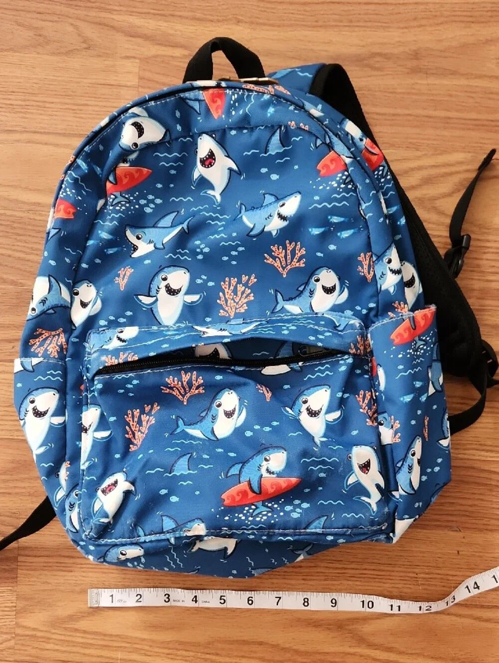 Kids Blue Shark Print Backpack - Unbranded